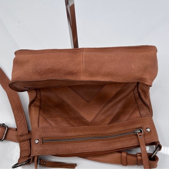 Lucky Brand Brown Leather Geometric Design Shoulder Purse - Picture 6 of 8